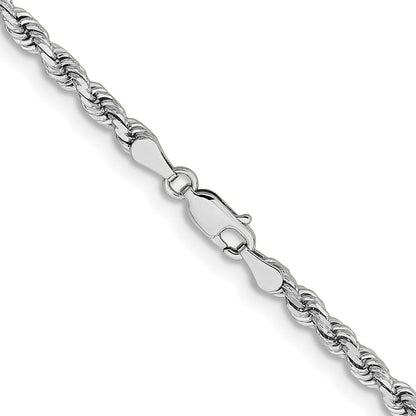 14K Weißgold 3.75mm Diamantiert Kordel mit Karabinerverschluss Halskette