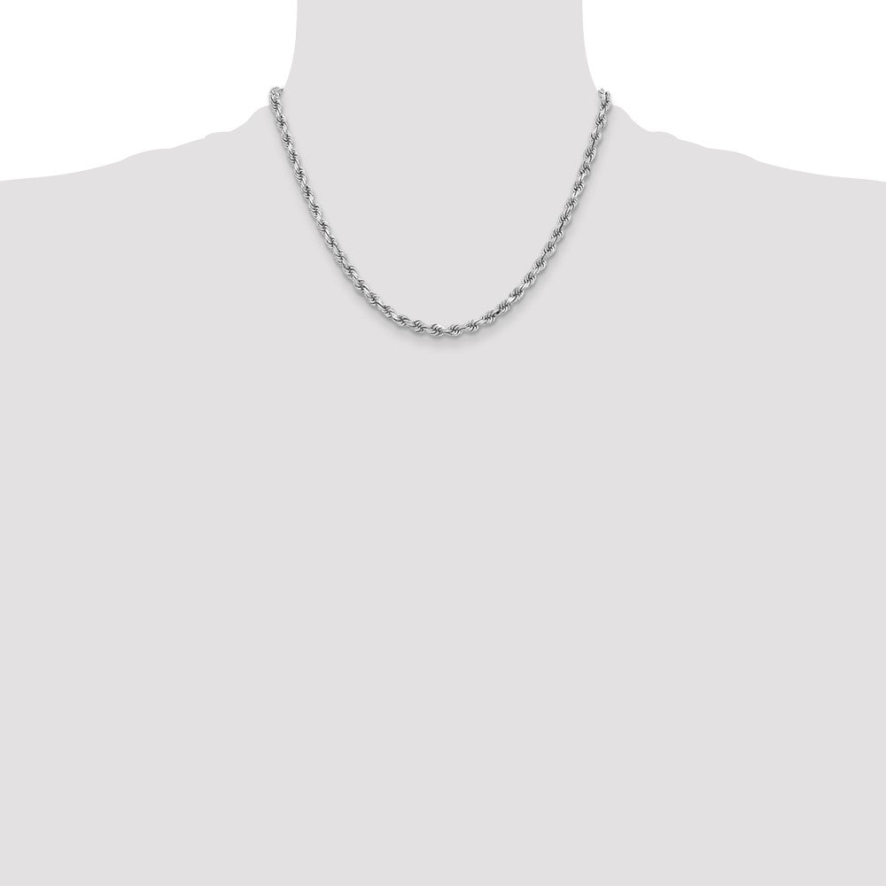14K Weißgold 3.75mm Diamantiert Kordel mit Karabinerverschluss Halskette