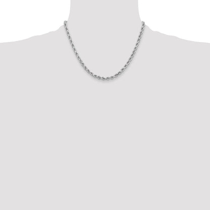 14K Weißgold 3.75mm Diamantiert Kordel mit Karabinerverschluss Halskette