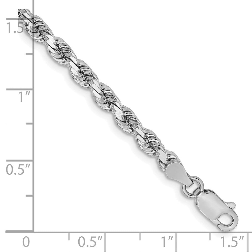 14K Weißgold 3.75mm Diamantiert Kordel mit Karabinerverschluss Gliederarmband
