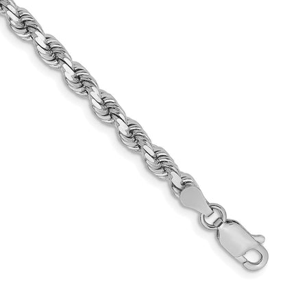 14K Weißgold 3.75mm Diamantiert Kordel mit Karabinerverschluss Gliederarmband