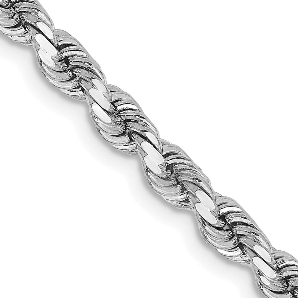 14K Weißgold 3.75mm Diamantiert Kordel mit Karabinerverschluss Halskette