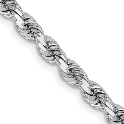 14K Weißgold 3.75mm Diamantiert Kordel mit Karabinerverschluss Halskette