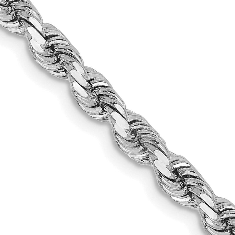 14K Weißgold 3.75mm Diamantiert Kordel mit Karabinerverschluss Halskette