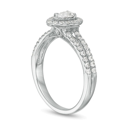 Verlobungsring mit tropfenförmigem Diamant im Vintage-Stil, 0,75 ct. Gesamtgewicht, in 10K Weißgold