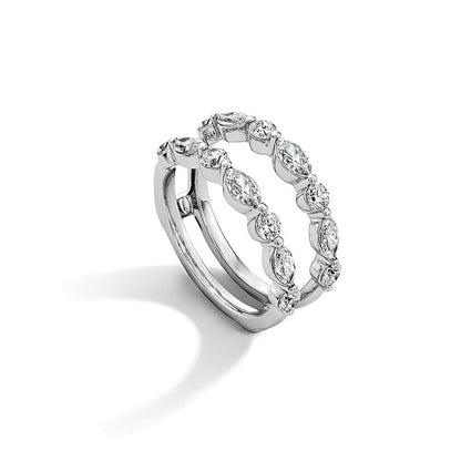 1.5 CT. TW Solitär-Enhancer mit Labordiamanten in Marquise und rund aus 14K Weißgold (F/VS2)