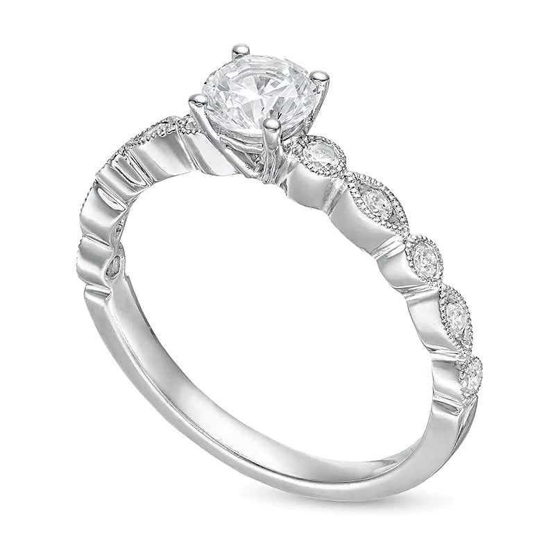 0,63 ct. Gesamtgewicht Diamant Verlobungsring mit alternierenden Marquise und Kreisen im Vintage-Stil in 14K Weißgold