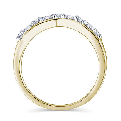 Ehering mit Diamanten im Baguette- und Rundschliff im Wechsel, 0.25 ct. Gesamtgewicht, in 14K Gelbgold