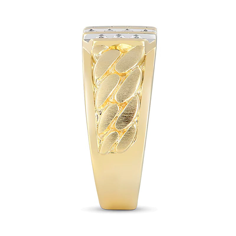 0.33 ct. Gesamtgewicht Diamant mehrreihiger Fashion-Ring mit Komfortschliff in 10K Gelbgold