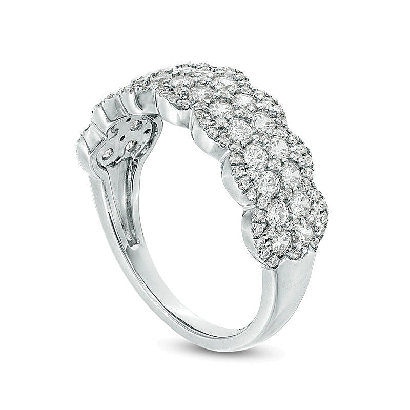 1.0 CT. TW Diamant-Ring mit doppelter Reihe und Bogenkante in 10K Weißgold