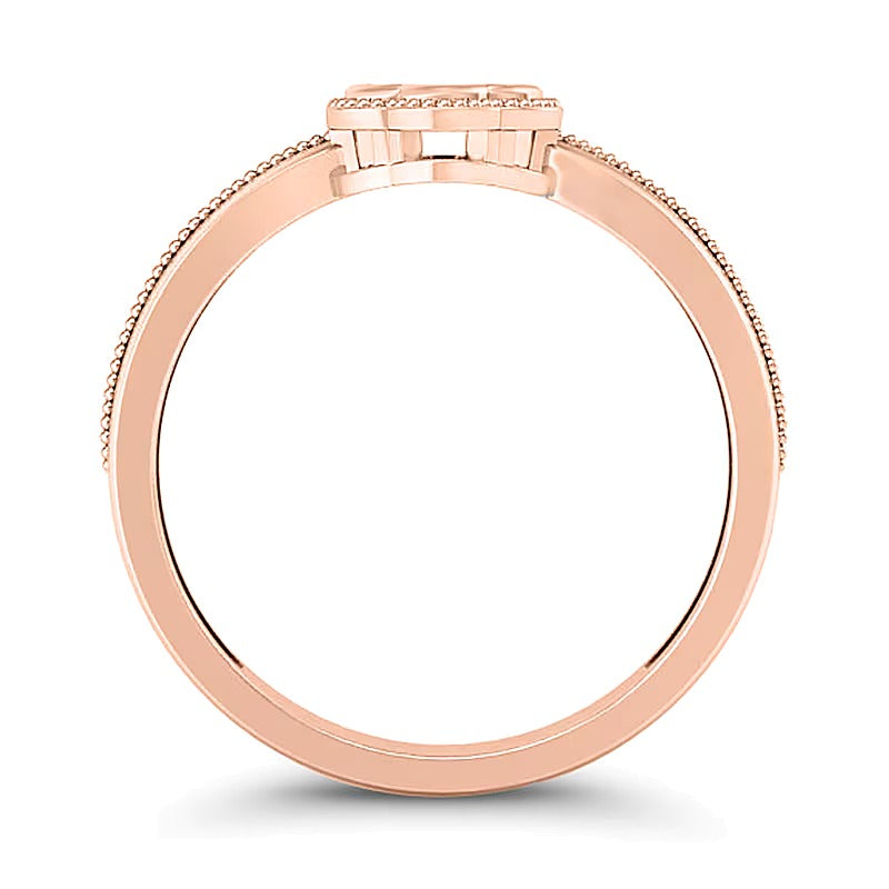 0.1 ct. Gesamtgewicht Multi-Diamant Ring mit floralem Rahmen im Vintage-Stil in 10K Roségold