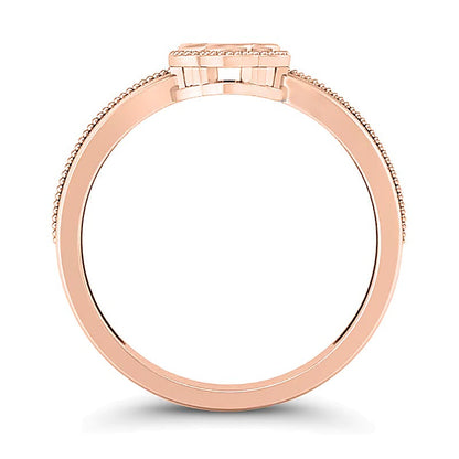 0.1 ct. Gesamtgewicht Multi-Diamant Ring mit floralem Rahmen im Vintage-Stil in 10K Roségold