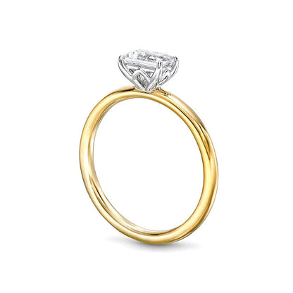 0.5 CT. Diamant-Solitär-Ring im Smaragdschliff quer gesetzt in 14K Gold Bicolor (I/I2)
