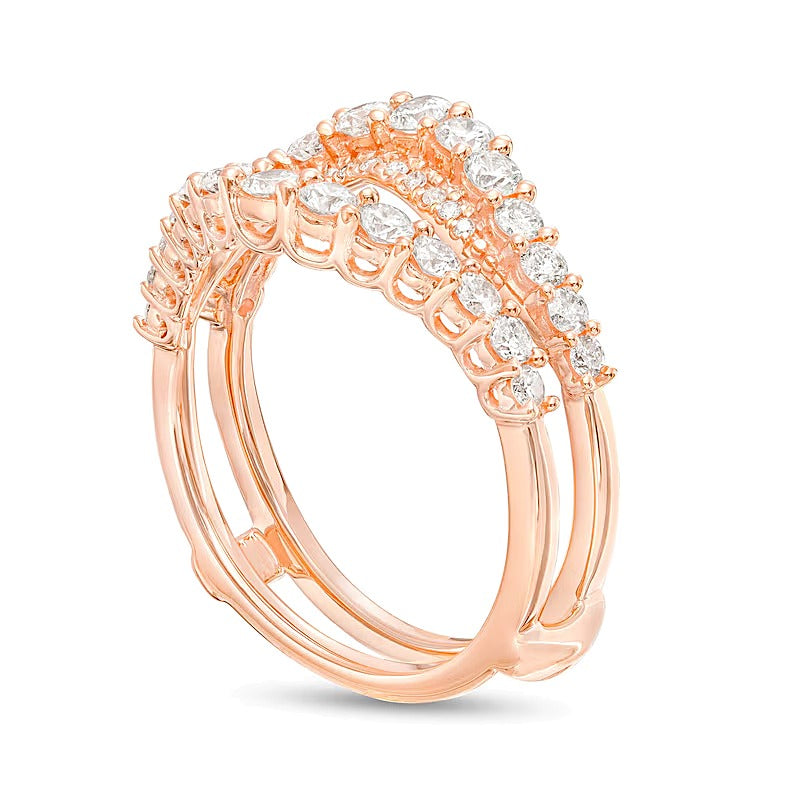 Diamant-Ring Solitär-Enhancer 1.0 ct. Gesamtgewicht rund in 10K Roségold für Damen