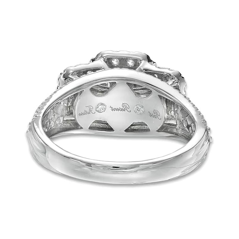 1.5 CT. Gesamtgewicht Dreistein-Ring mit Diamanten im Smaragdschliff in 14K Weißgold