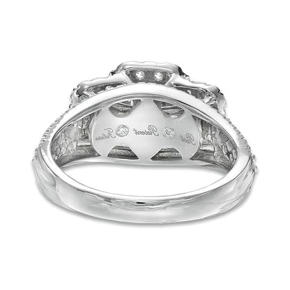 1.5 CT. Gesamtgewicht Dreistein-Ring mit Diamanten im Smaragdschliff in 14K Weißgold