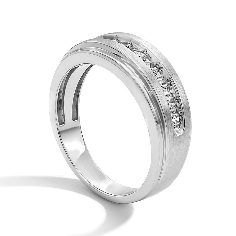 0.5 ct. Gesamtgewicht Diamant-Ring mit Stufenkante in 10K Weißgold