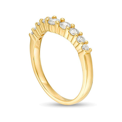 Ehering mit Diamanten 0.5 ct. Gesamtgewicht rund in 14K Gelbgold