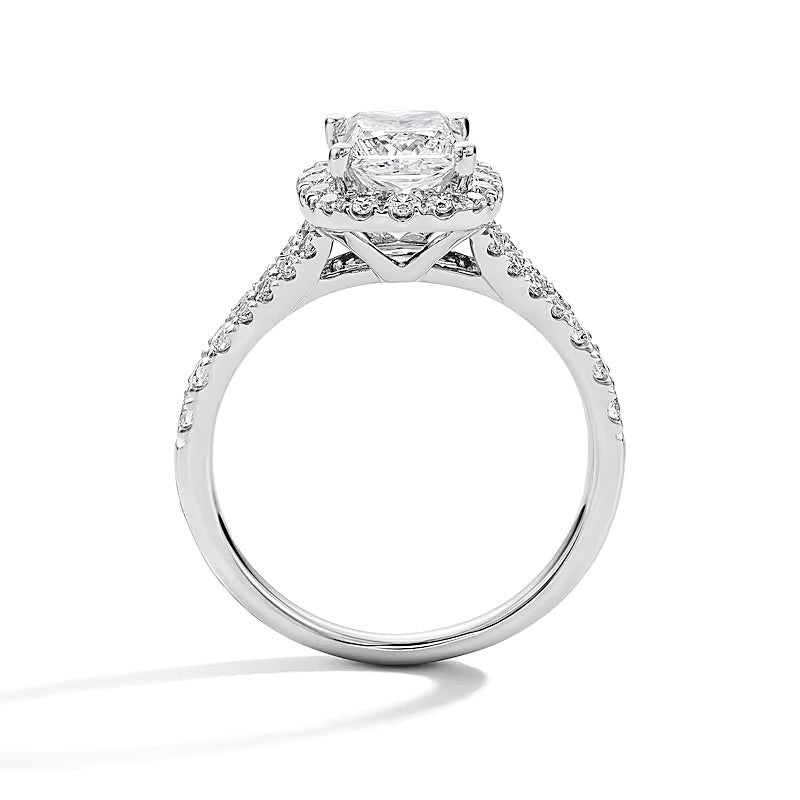 1.5 ct. Gesamtgewicht Labordiamant-Verlobungsring im Princess-Schliff mit Halo in 14K Weißgold (F/VS2)