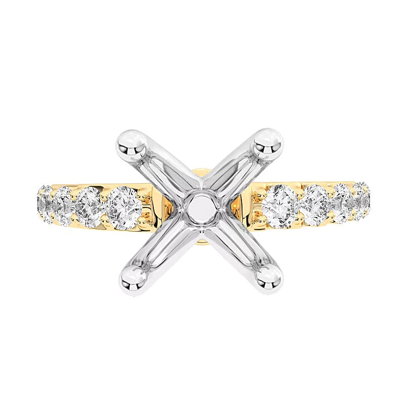 0,63 ct. Gesamtgewicht Labordiamant Halbfassung in 14K Gelbgold (F/VS2)