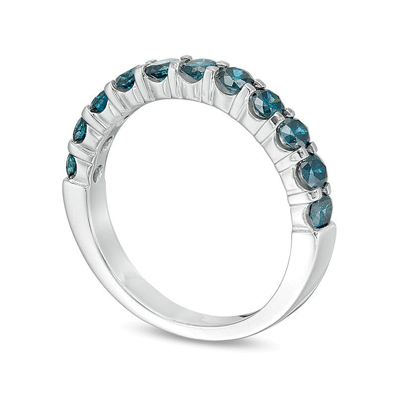 1.0 ct. Gesamtgewicht behandelter blauer Diamant Memoire-Ring in 14K Weißgold