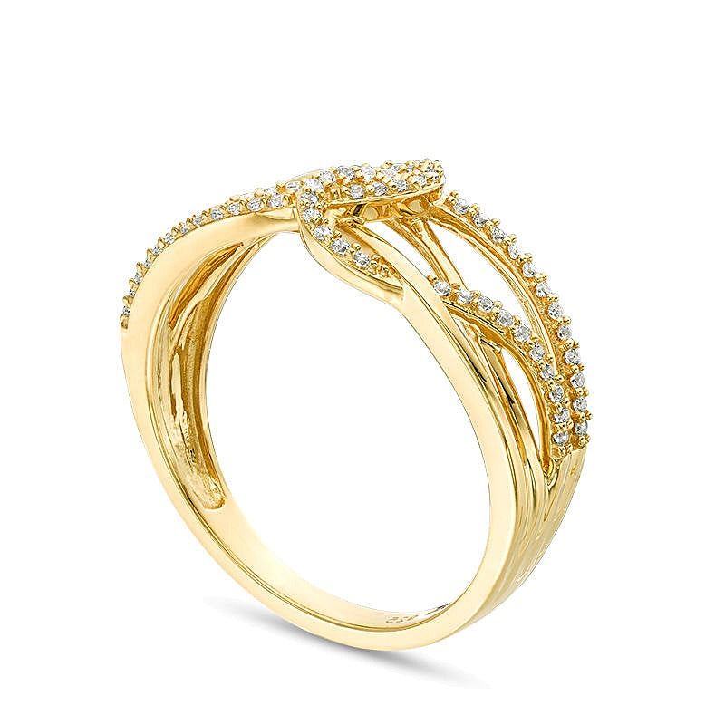0.17 ct. Gesamtgewicht Diamant Layered Crossover Ring mit Schlaufen in 10K Gelbgold