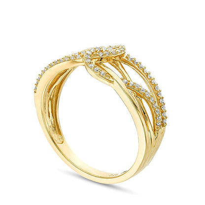 0.17 ct. Gesamtgewicht Diamant Layered Crossover Ring mit Schlaufen in 10K Gelbgold