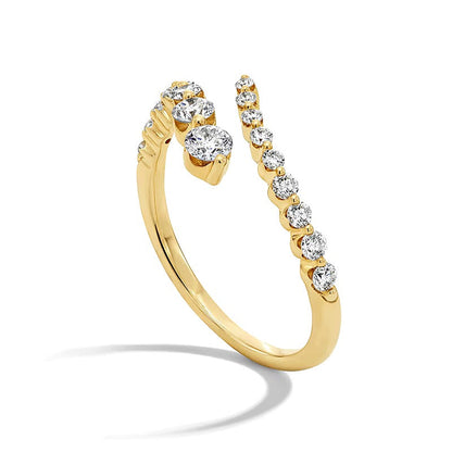 0,5 ct. Gesamtgewicht Labordiamant Bypass Ring in 10K Gelbgold (F/VS2)