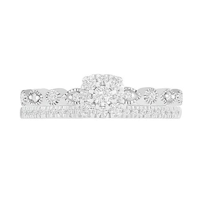 0,38 ct. Gesamtgewicht Komposit-Diamant Brautset im Vintage-Stil in 10K Weißgold