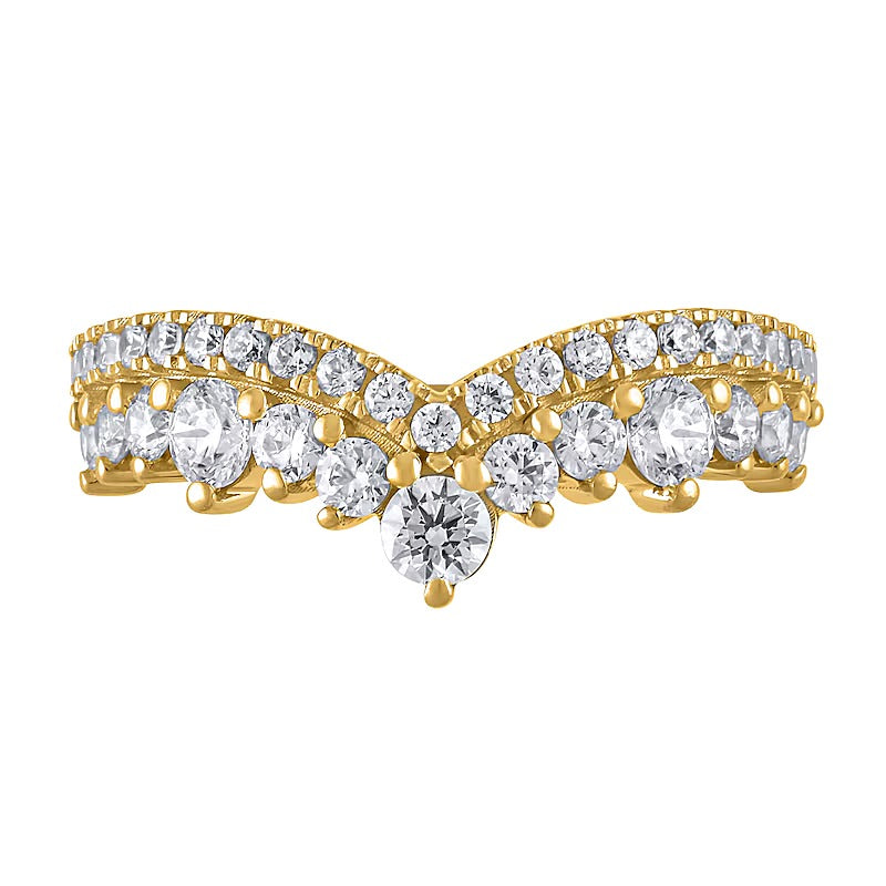 Ring mit 1.0 ct. Gesamtgewicht Diamanten, zweireihig konturiert, in 14K Gelbgold