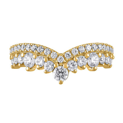 Ring mit 1.0 ct. Gesamtgewicht Diamanten, zweireihig konturiert, in 14K Gelbgold