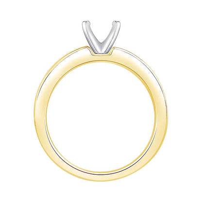 0.38 ct. Gesamtgewicht kanalgefasster Diamant Solitär Semi-Mount in 14K Gelbgold