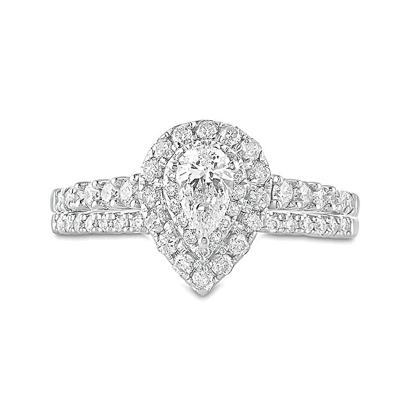 1.0 CT. Gesamtgewicht Braut-Set mit tropfenförmigen und runden Diamanten in 10K Gold Two-Tone