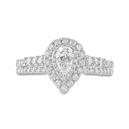 1.0 CT. Gesamtgewicht Braut-Set mit tropfenförmigen und runden Diamanten in 10K Gold Two-Tone