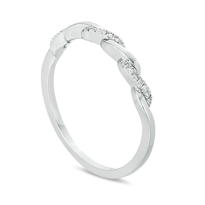 0,05 ct. Gesamtgewicht Diamant Twist-Ehering in 10K Weißgold