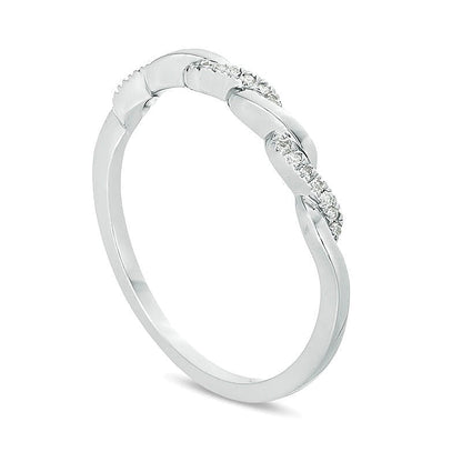 0,05 ct. Gesamtgewicht Diamant Twist-Ehering in 10K Weißgold