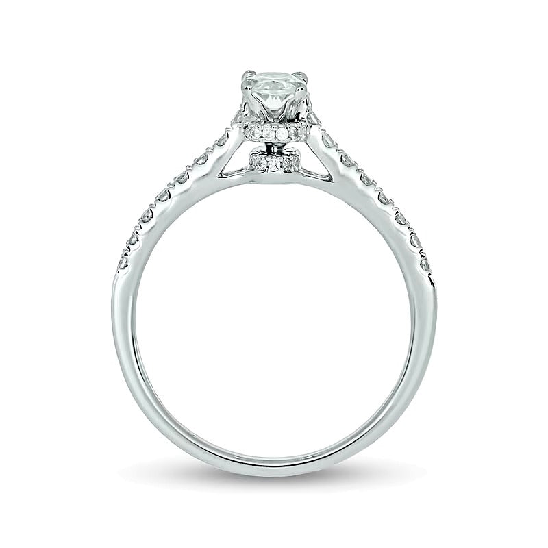 1.0 CT. Gesamtgewicht Braut-Set mit ovalem Diamant in 14K Weißgold (I/I2)