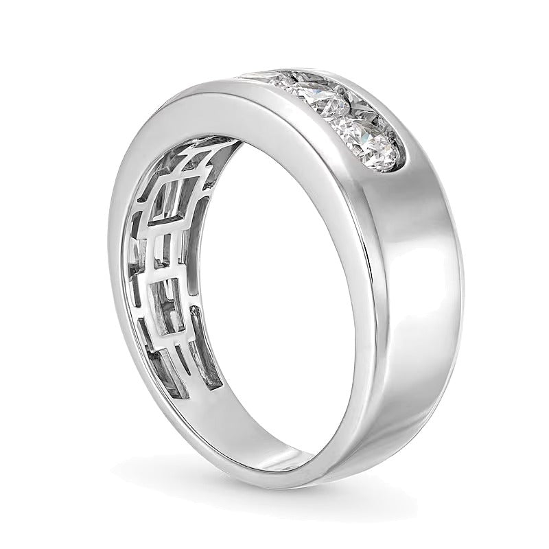 1,0 ct. Gesamtgewicht Dreistein-Ring mit Labordiamanten in 10K Weißgold (I/SI2)