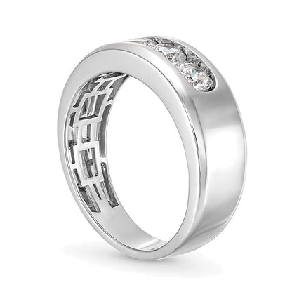 1,0 ct. Gesamtgewicht Dreistein-Ring mit Labordiamanten in 10K Weißgold (I/SI2)