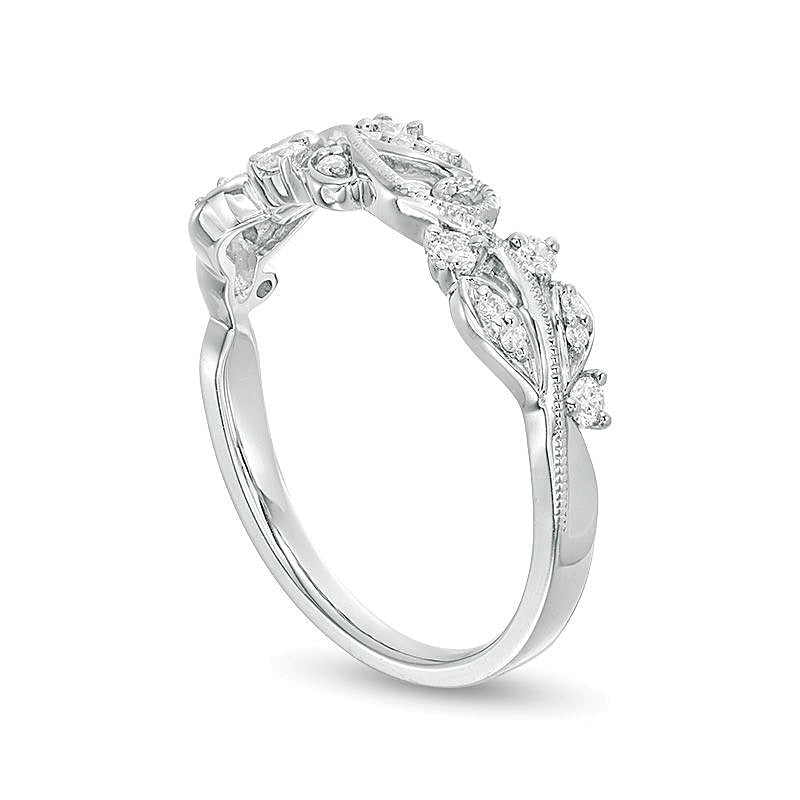 0.2 ct. Gesamtgewicht Diamant Ring im Vintage-Stil mit Ranken-Design in 10K Weißgold