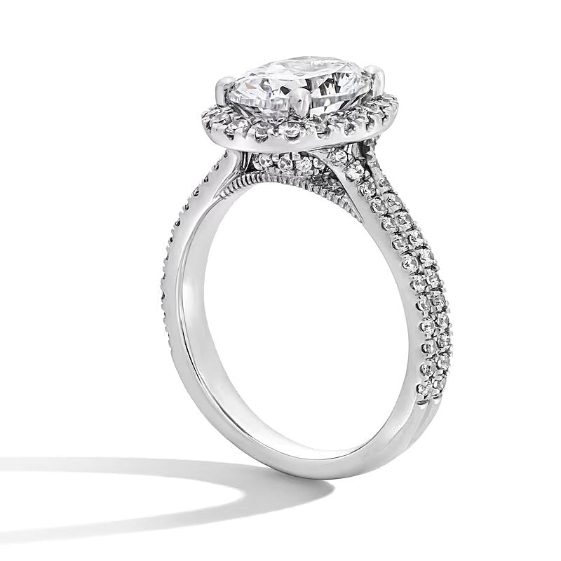 2.63 CT. Gesamtgewicht Halo-Ring mit Labordiamanten in Oval- und Rundschliff in 14K Weißgold (F/SI2)
