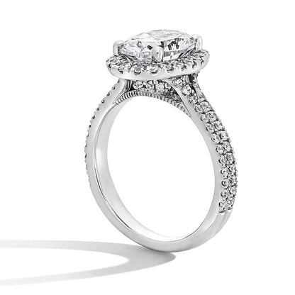 2.63 CT. Gesamtgewicht Halo-Ring mit Labordiamanten in Oval- und Rundschliff in 14K Weißgold (F/SI2)
