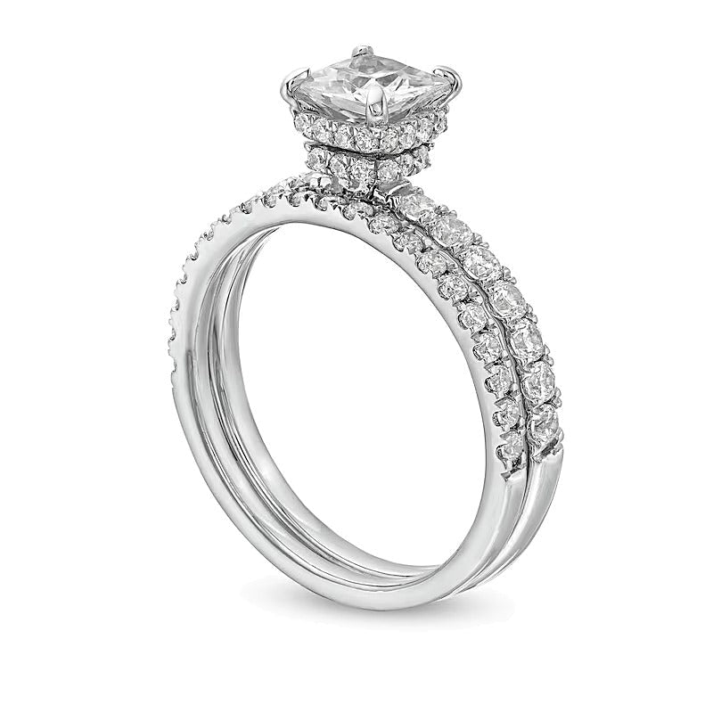 1,75 ct. Gesamtgewicht Braut-Set mit Princess-Labordiamanten in 14K Weißgold (F/SI2)