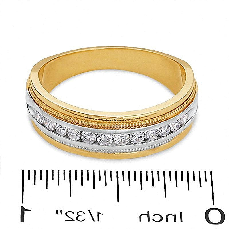 0.5 ct. Gesamtgewicht Diamant Ring kanalgefasst mit Milgrain in 14K Bicolor Gold