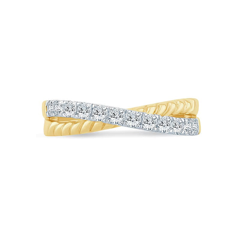 0.5 CT. Gesamtgewicht Labordiamant Rope Criss-Cross Ring in 14K Gelbgold (F/SI2)