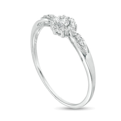 0.07 ct. Gesamtgewicht Diamant Sunburst Freundschaftsring in 10K Weißgold