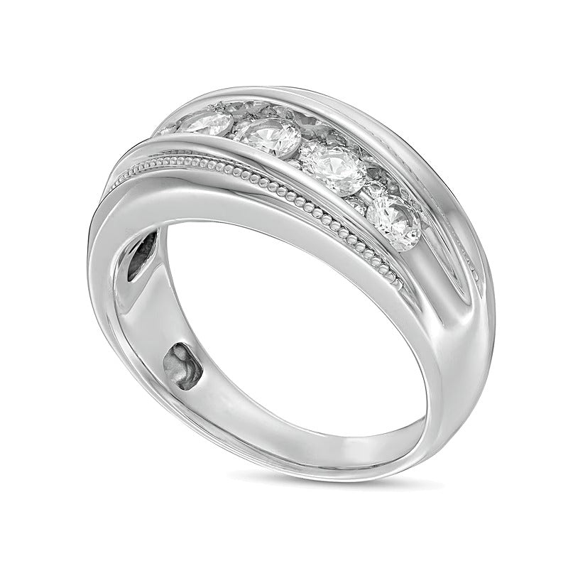 1.0 CT. Gesamtgewicht Diamant Ehering in 10K Weißgold