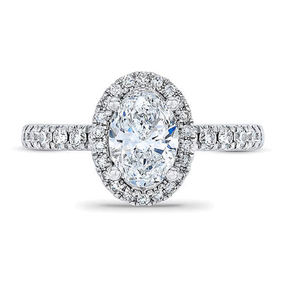 Royal Asscher® Verlobungsring mit ovalem Diamant-Halo, 1.5 CT. Gesamtgewicht, in 14K Weißgold