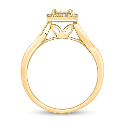 Halo-Ring mit weißen Diamanten in rund und Kissenschliff aus 18K Weißgold für Damen