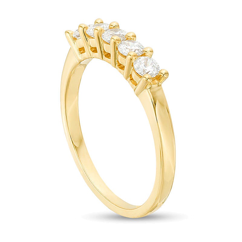 0.5 ct. Gesamtgewicht Diamant Fünfstein Memoire-Ring in 10K Gelbgold